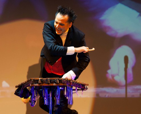 Xylophonist Dirk Scheffel bei Sport-Event